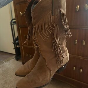 Vintage Laredo Brown Suede Fringe boots 80s 90s womens size 8M